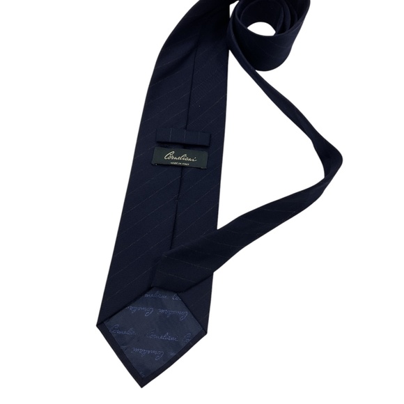 CORNELIANI Navy Striped Wool LUXURY Tie ITALY - Picture 2 of 4